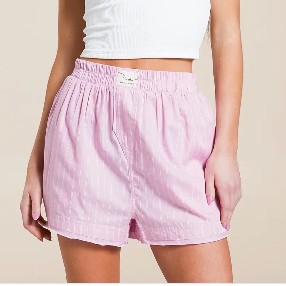 NWT Free People We The Free Day to Day Boxer Shorts, Pink, Size Large